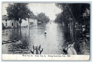 1909 During Flood Students Scene Sioux City Iowa IA Posted Antique Postcard