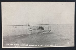 Mint USA Real Picture Postcard Curtiss Hydro Biplane Int Aviation Meet Chicago