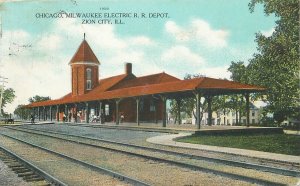 Postcard Illinois Zion City Chicago Milwaukee Electric railroad 1909 23-7267