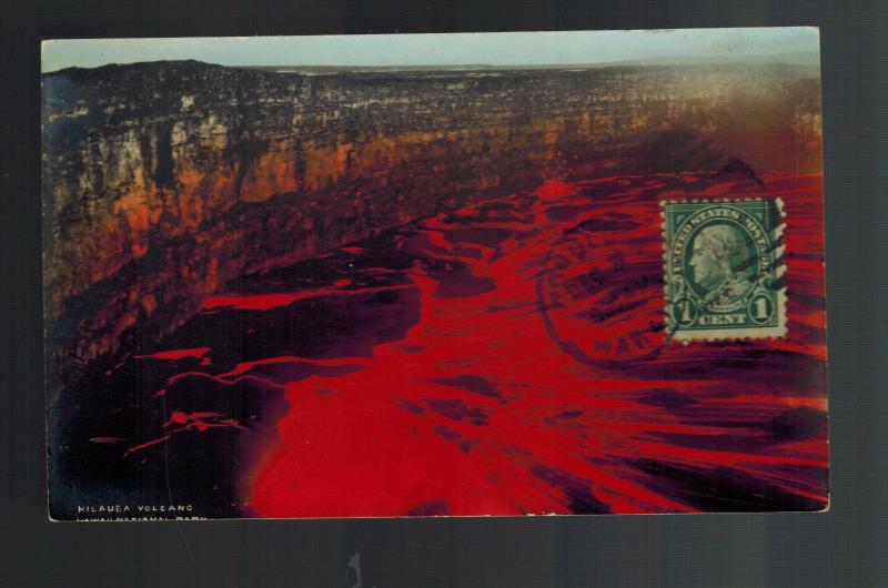 1906 Honolulu Hawaii Kilauea Volcano Erupting Crater Color Picture Postcard