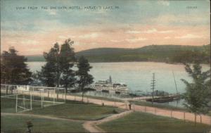 Harvey's Lake PA Steamer Boat at Dock From Oneonta Hotel c1910 Postcard