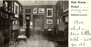 1910 RED HORSE HOTEL STRATFORD-ON-AVON WASHINGTON IRVING'S INN PARLOUR P1014