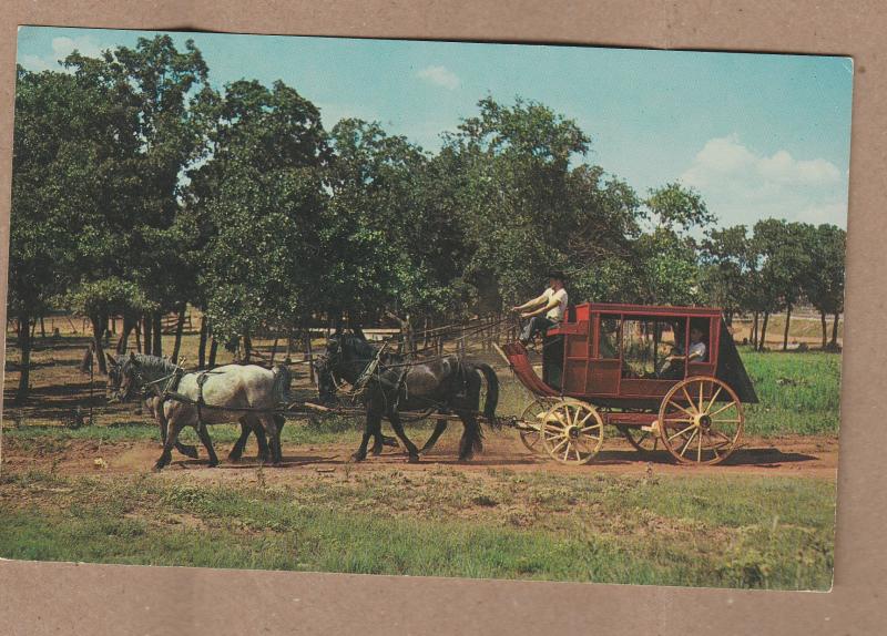 Old-Time Stagecoach Postcard Horses Frontier City USA, Oklahoma