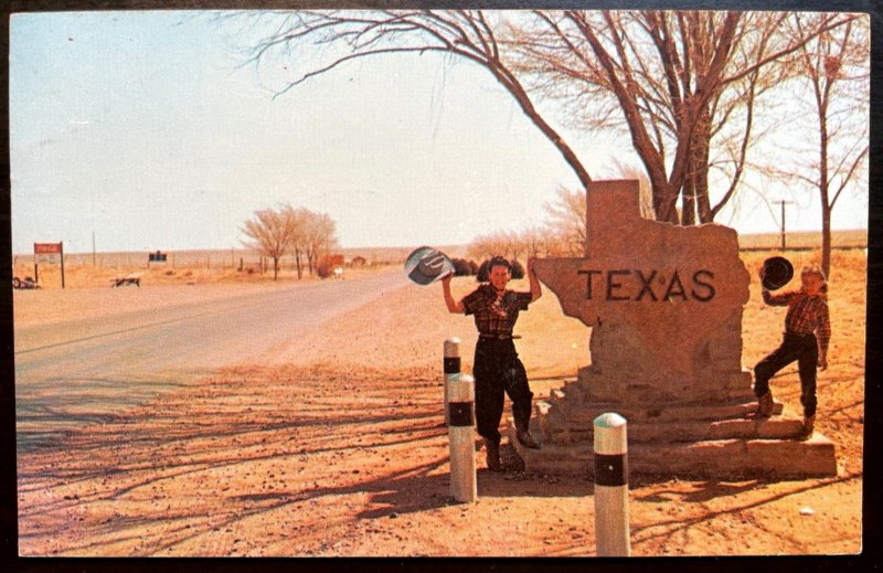 Vintage Postcard 1956 The Texas Welcome Marker