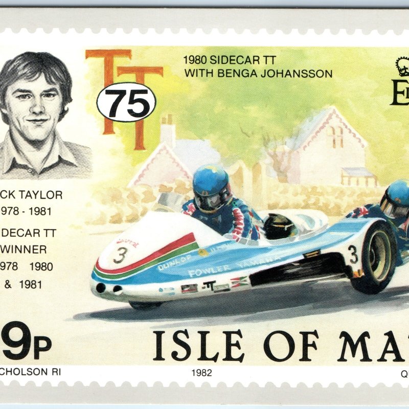 1982 75th Isle of Man Motorcycle Races 1980 Winner Jock Taylor Postcard A255