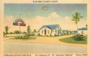 Little Rock Arkansas Blue Bird Tourist Court Postcard 1950s Democrat 22-461