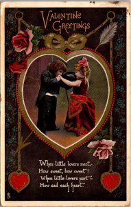 Valentine Greetings Young Victorian Couple 1910 Tucks