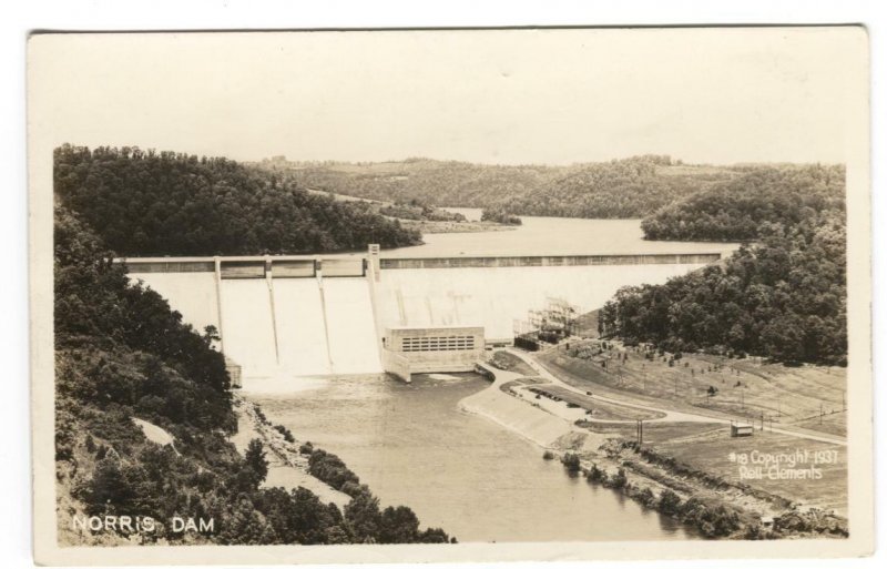 RPPC Postcard Norris Dam TN Tennessee Rell Clements 1937