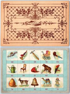 1890's FAMILIAR OBJECTS FOR CHILDREN 5 GAME CARDS + BOX TOP ONLY*GREAT GRAPHICS