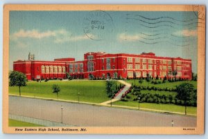 1940 New Eastern High School Campus Building Road Baltimore Maryland MD Postcard