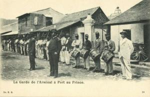 haiti, PORT AU PRINCE, La Garde de l'Arsénal, Military Music Band 1899 Postcard