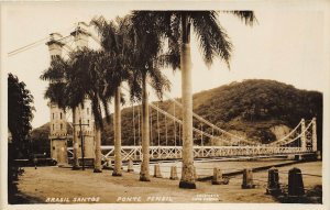 Santos Brazil 1930s RPPC Real Photo Postcard Ponte Pensil Bridge