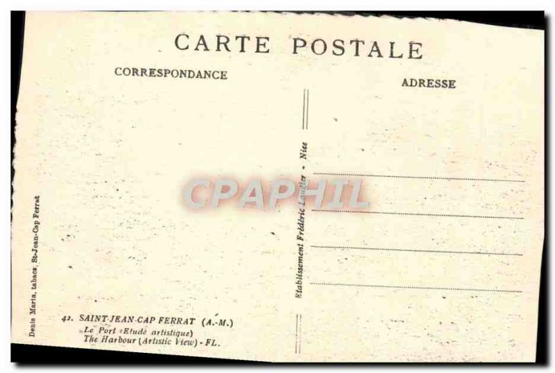 Old Postcard Saint Jean Cap Ferrat harbor