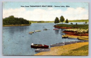 J96/ Seneca Lake Ohio Postcard c1950s Thompson's Boat Dock  356