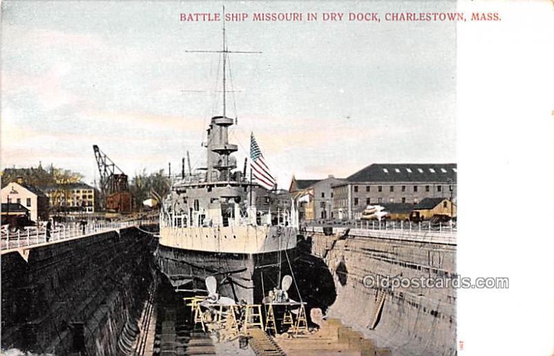 Battleship Missouri in Dry Dock, Charlestown, MA, USA Military Battleship Unu...