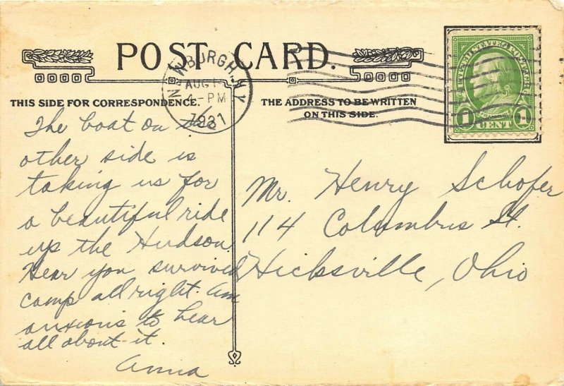Steamer Alexander Hamilton on the Hudson River Day Line 1931 Postcard