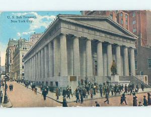 Unused Divided-Back SUB TREASURY BUILDING New York City NY ho0116