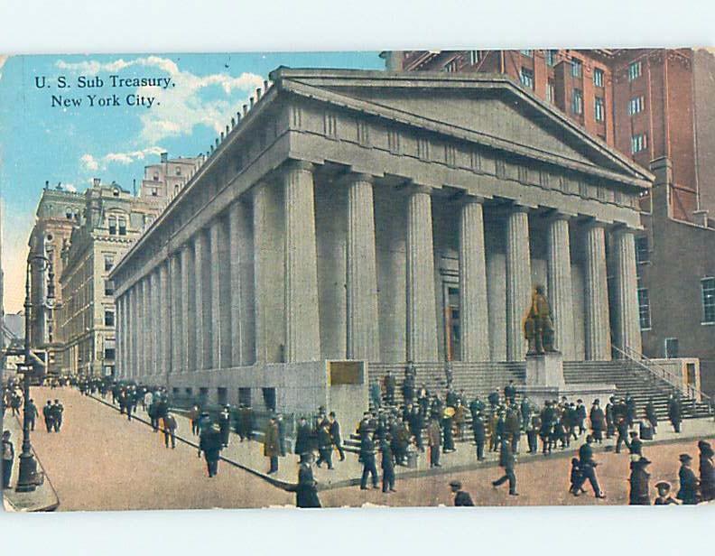 Unused Divided-Back SUB TREASURY BUILDING New York City NY ho0116