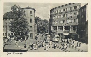 Postcard Germany Jena Holzmarket tram 1949