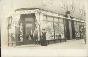 Storefront JAMES GARLAND Furnishings & LANGE Dentist c1910 RPPC STORE
