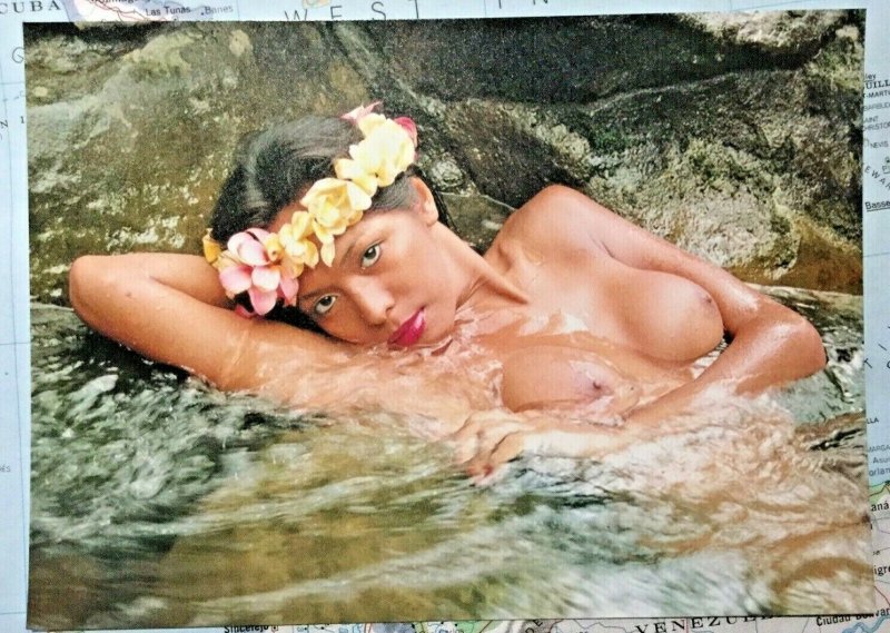 Vintage Hawaiian Nude Risque Pin Up Postcard