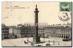 Paris Postcard Old Place and Vendome Column