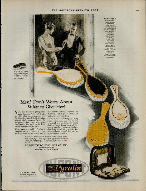1924 Pyralin Ivory Amber Shell Brushes For Women Vintage Print Ad 3964