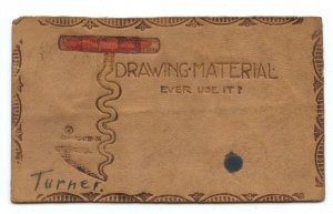 Postcard Drawing Material Ever Use It? Vintage ©06 Leather Card