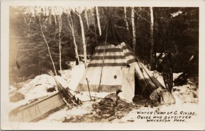 'G. Rivire' Guide & Outfitter Camp Teepee Waterton Park Alberta AB Postcard H6