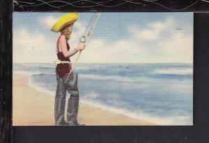 Surf,Fisherman,(Woman) Postcard 