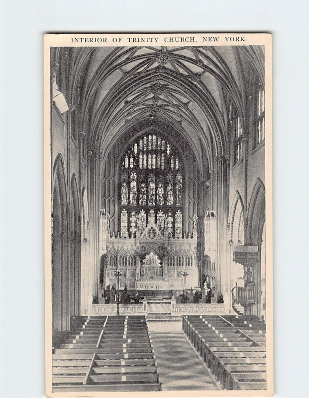 Postcard Interior Of Trinity Church, New York City, New York