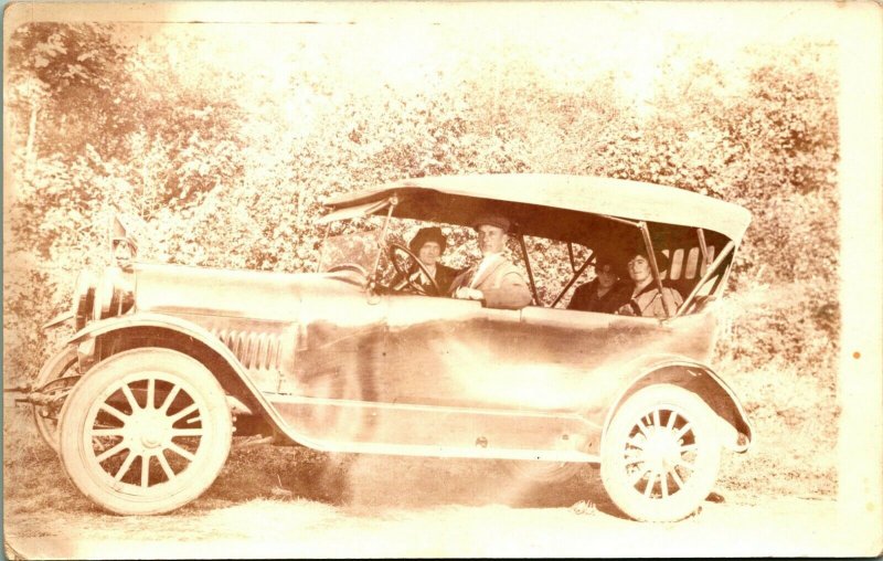 RPPC Ford Model T Automobile Car Touring the Country 1910s AZO Postcard