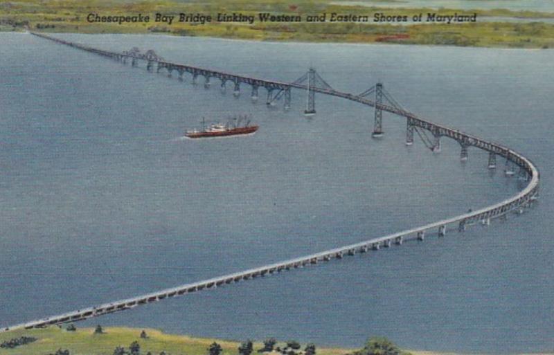 Maryland Chesapeake Bay Bridge 1959 Curteich