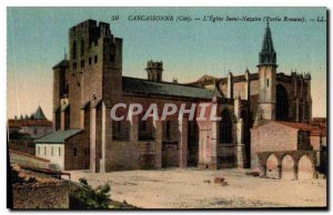 Old Postcard Carcassonne The Church Romanesque Saint Nazaire Party