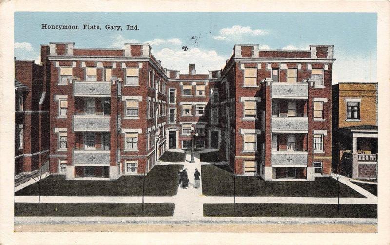 A82/ Gary Indiana In Postcard 1920 Honeymoon Flats Apartments