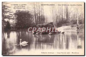 Old Postcard Drome Illustree the fountain of the great lake Montelimar visit ...