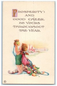 c1910's Angel Prosperity And Good Cheer Flint Michigan MI Antique Postcard