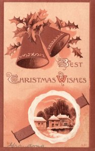 Vintage Postcard Best Christmas Wishes Holiday Yuletide Season's Greetings