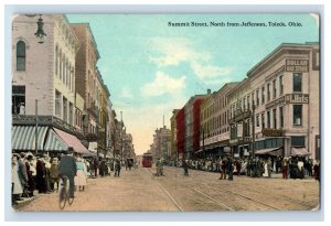 C1910 Summit Street Jefferson Toledo Ohio Postcard P173E