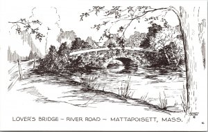 Lovers Bridge River Rd Mattapoisett Massachusetts MA Postcard VTG UNP Vintage 