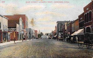 Main Street Looking West Cherokee Iowa 1911 postcard