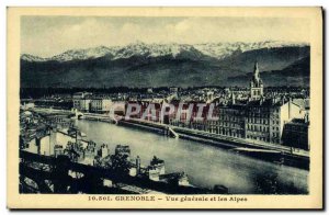 Old Postcard Grenoble General view and the Alps