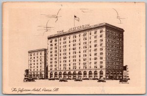 Peoria Illinois 1948 Postcard The Jefferson Hotel