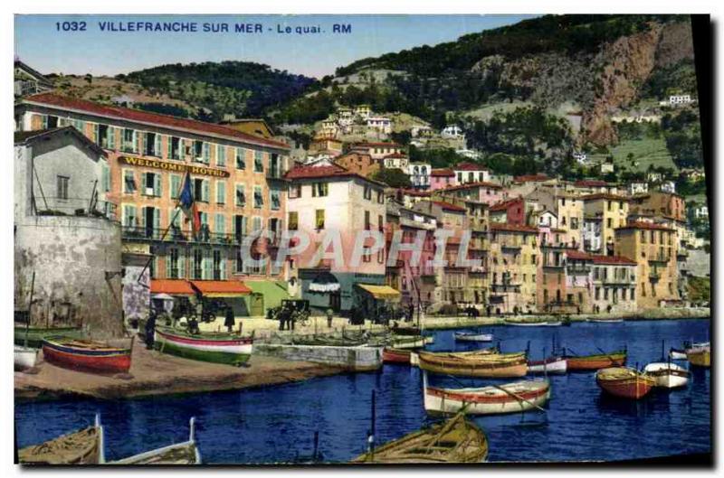 Old Postcard Villefranche Sur Mer Boat Quay