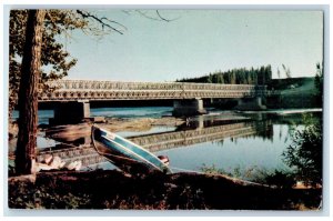 1962 Bailey Bridge Over Burntwood River Thompson Manitoba Canada Postcard