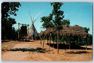 Anadarko Oklahoma Postcard Kiowa Winter Camp Indian City c1958 Vintage Antique