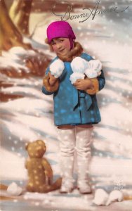Tinted Children with Teddy Bears Postcard