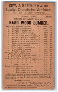 1890 Edw Hammond Lumber Commission Merchants Hard Wood Lumber Boston MA Postcard