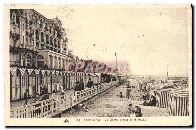 Old Postcard Cabourg Grand Hotel And Beach