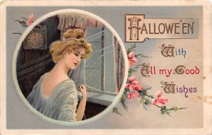 Halloween with all my Good Wishes PU 1913 corner wear stains right edge